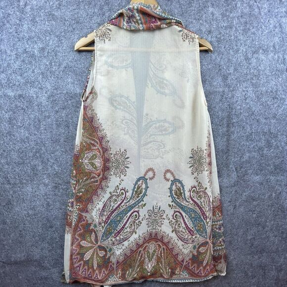 Kaitlyn Vest Womens Large Boho Bandana Flowy Sheer Paisley Festival Hippie - Picture 3 of 6